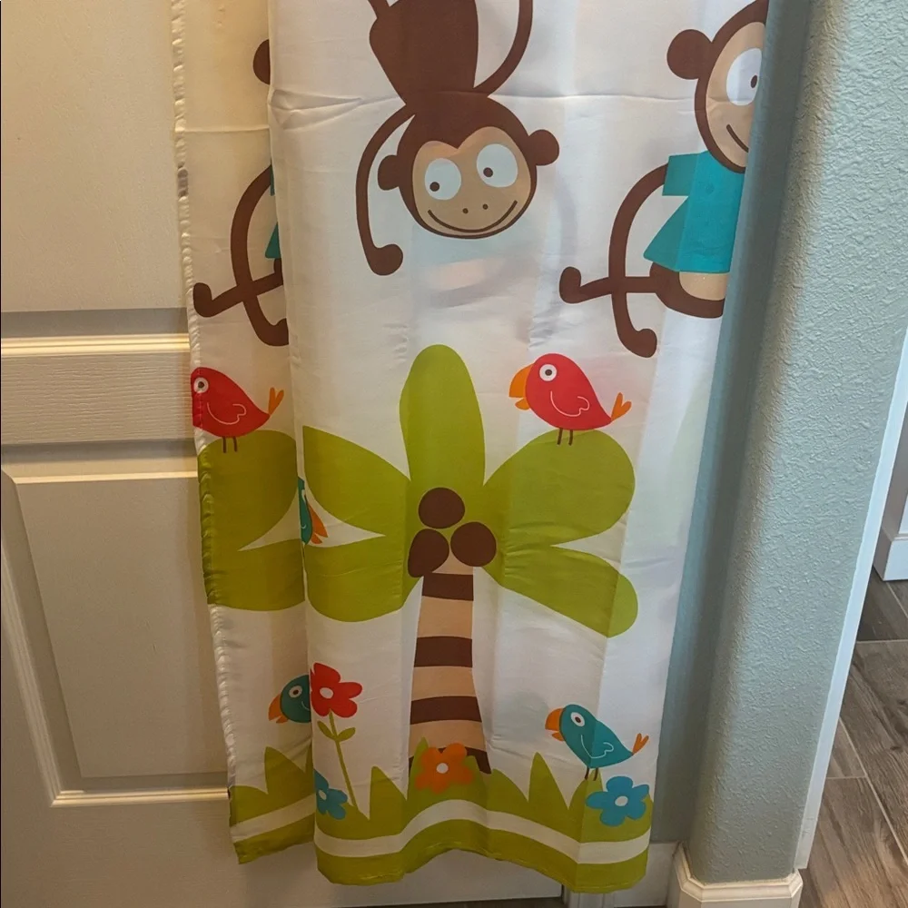 Jungle Monkey Shower Curtain, monkey bath mat & monkey wall art